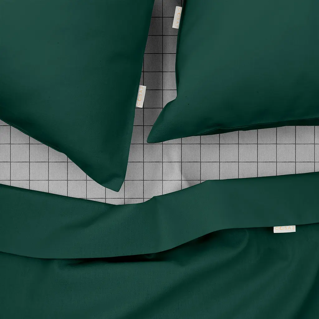 Комплект постільної білизни Cosas Pine CS7 Євро зелений (Ranfors91_GreenDark_El180x30-CellAshgrey_200) - фото 3