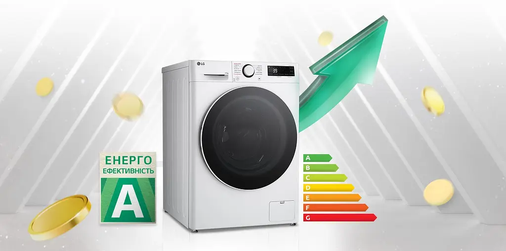 Пральна машина LG фронтальна, 11кг, 1400, A, 57см, дисплей, пара, інвертор, білий - фото 2