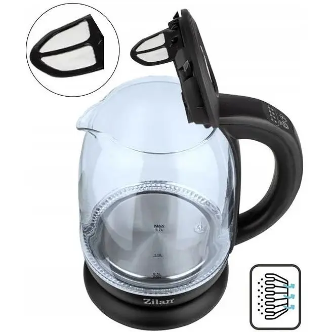 Чайник электрический Zilan ZLN3956 с разноцветной подсветкой сенсорным управлением и выбором температур - фото 5