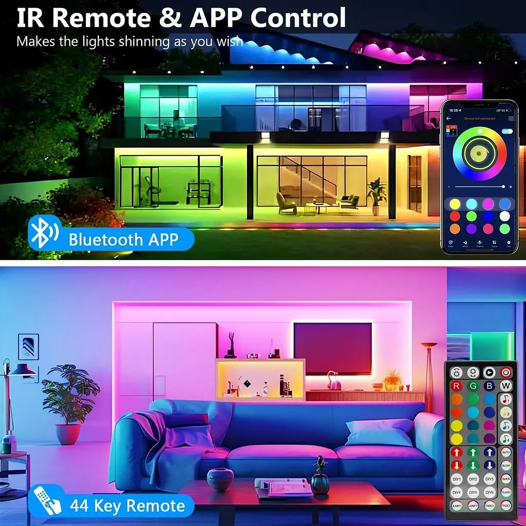 RGB LED стрічка 10 метрів з Bluetooth керуванням та синхронізацією з музикою - фото 2