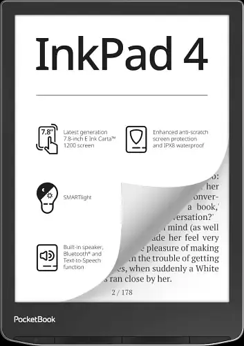 Електронна книга 7.8" 743G InkPad 4, Stund Silver, WiFi / Bluetooth, 1872x1404 (E Ink Car PocketBook teh0028660