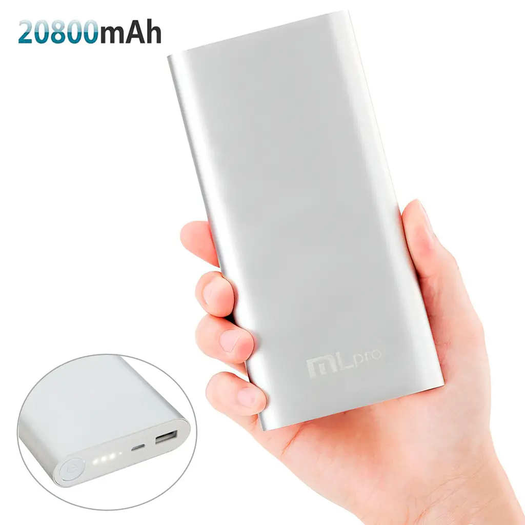 Повербанк для телефону 20800 mAh "MLpro 2642 Сріблистий", портативна зарядка переносна - powerbank - фото 2