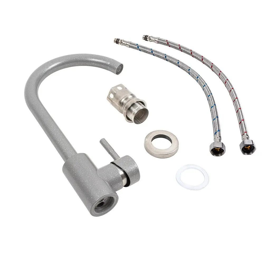 Змішувач кухонний Platinum NS01 (3008A-NA) поворотний одноважільний з нержавіючої сталі сірий мусон - фото 2