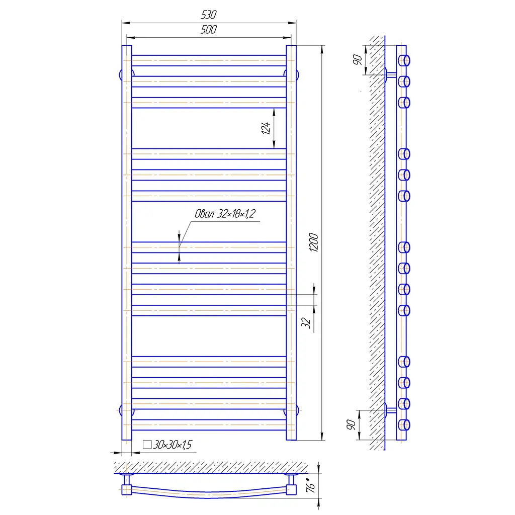 Електрична рушникосушка Laris Гранд П14 500x1200 Е 73207370 - фото 4