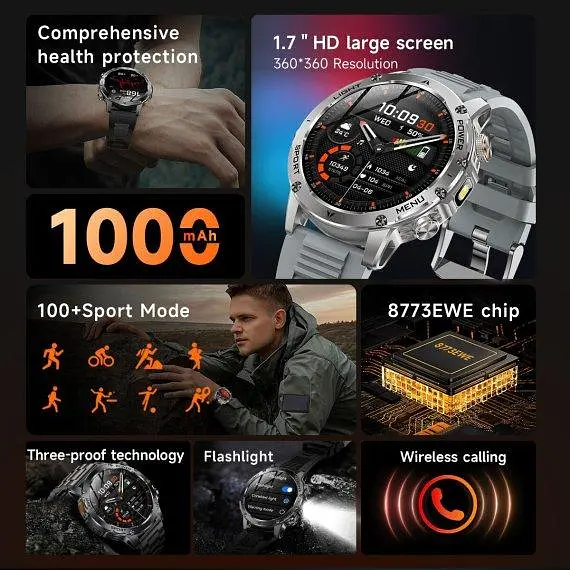 Смарт-годинник UWatch Smart Power Ultra Steel 2 ремінця Чорний (2702752675) - фото 4