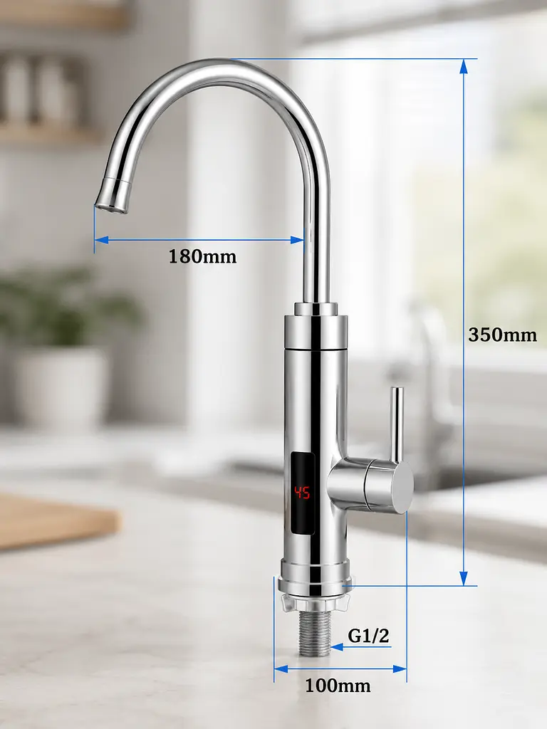 Водонагрівач Delimano WATER HEATER RX-016 з LCD-екраном / Водонагрівач підключення знизу - фото 3