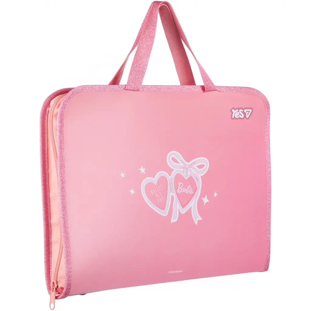 Папка-портфель Yes Barbie Shiny FC на блискавці з тканинними ручками (492479) - фото 2