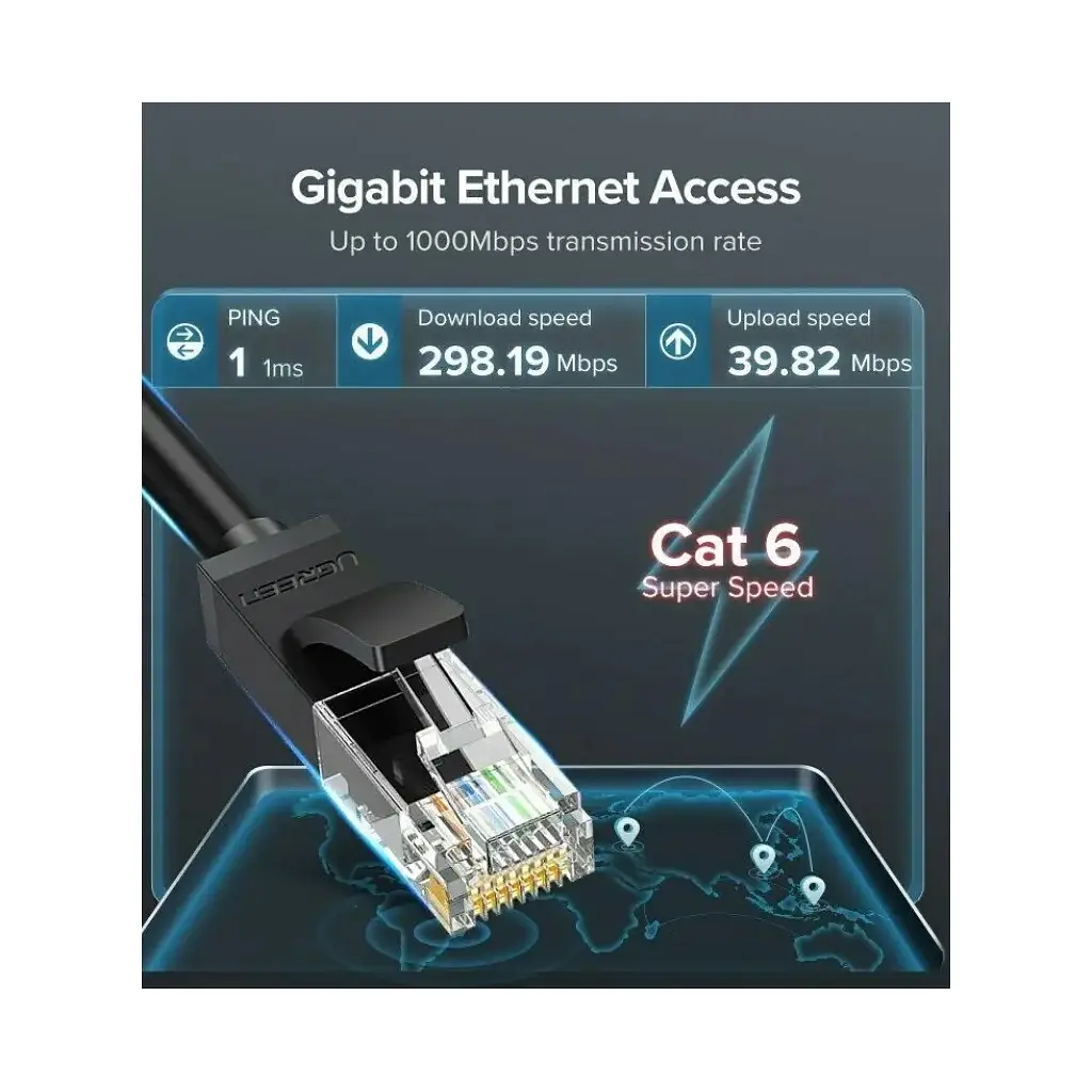 Патч-корд 20м, U/UTP Cat 6 CCA Lan Cable NW102 Black Ugreen (20166) - фото 5