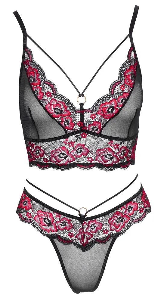 Комплект білизни Cottelli Lingerie Bra Set L чорний з червоним - фото 3