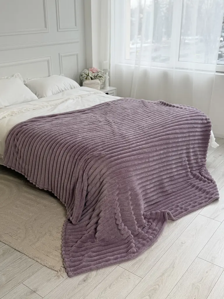 Плед Dushka Home Шарпей Смужка 4 см 21781 200х230 см бузковий