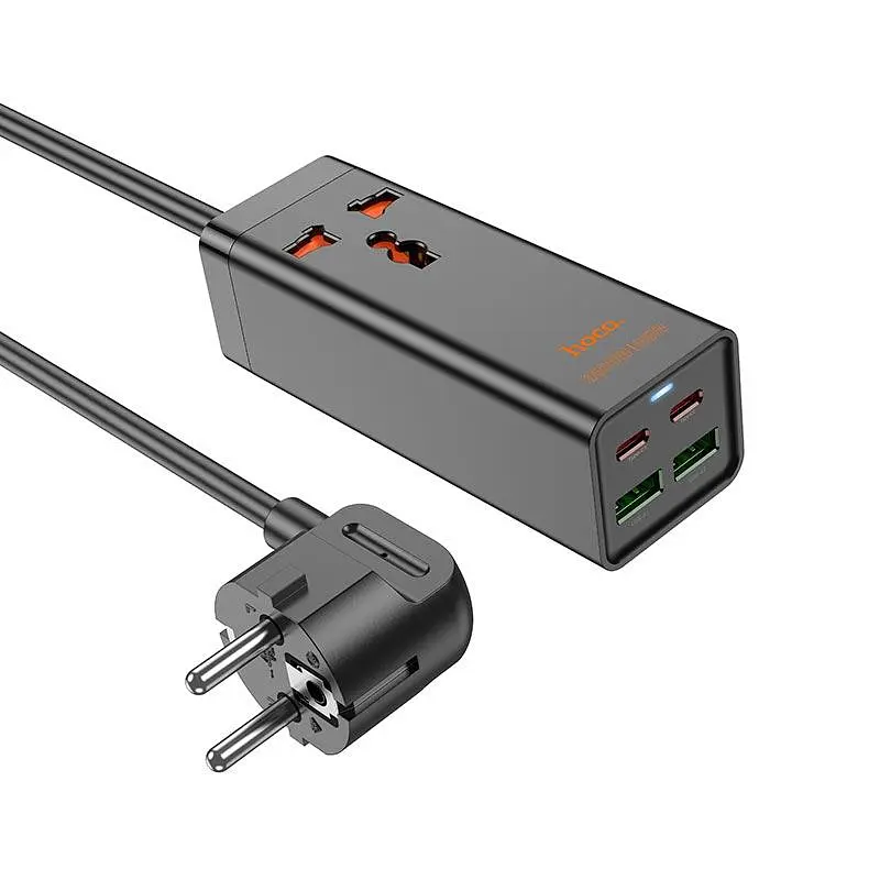 Подовжувач Hoco Barry desktop charger AC10A |2USB/2Type-C адаптер фільтр 4 порти і 1 розетка білий - фото 2