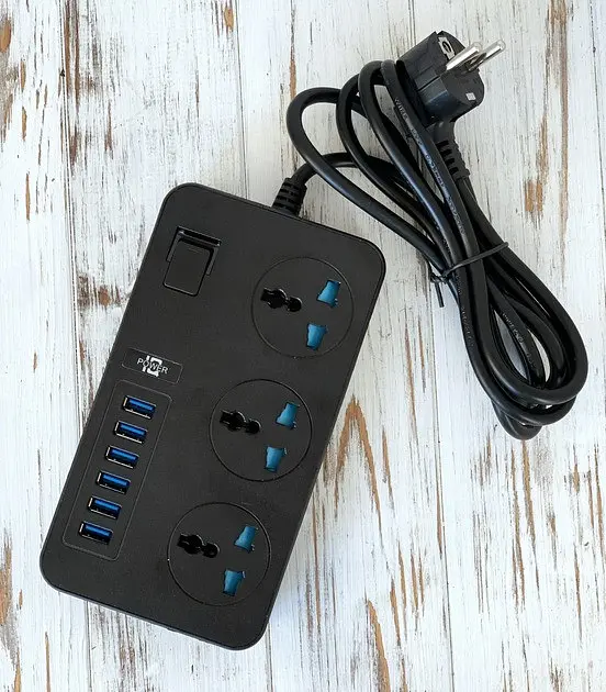 Сетевой фильтр-удлинитель Rated Power AR-CP02, 3 розетки и 6 USB портов, 1.8 м, черный - фото 5