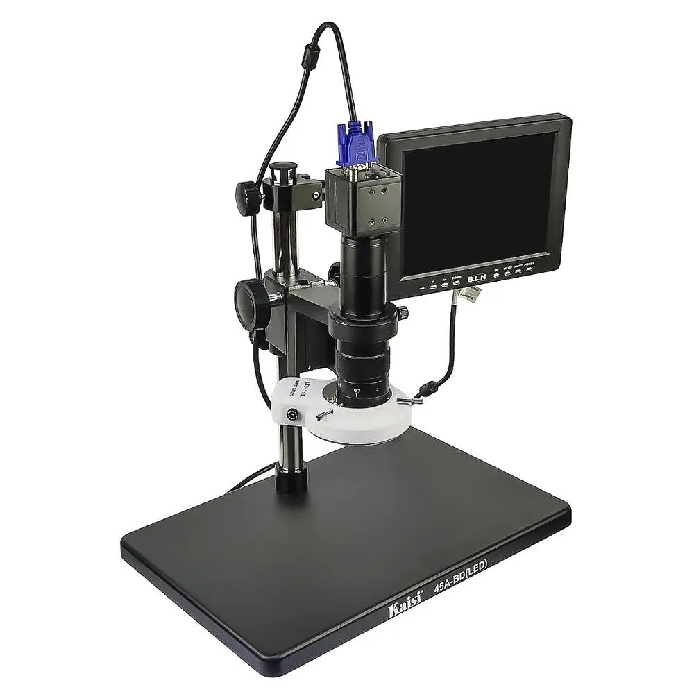 Цифровий мікроскоп з монітором 8" та штативом Kaisi 45A-BD LED (підсвічування 5V, фокус 95 мм, кратність збільшення 12X/77X) - фото 3