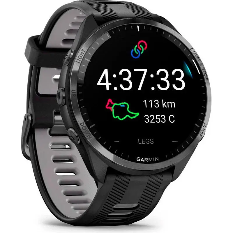 Смарт-годинник Garmin Forerunner 965 Titanium Bezel with Black Case and Black/Powder Gray Silicone Band (010-02809-00/10) [89360] - фото 2