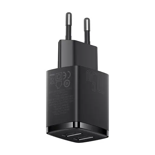 Сітчасте зарядне пристрій Baseus Compact Charger 2U 10.5W EU чорний CCXJ010201 - фото 5