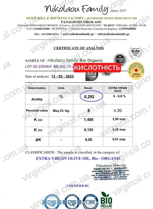 Справжня оливкова олія BIO ORGANIK Extra Virgin Nikolaou Family 500 мл - фото 3