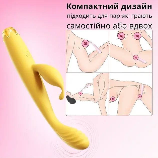 Вібратор-кролик 2 в 1 I'MCUM Royal Rabbit Жовтий (IM-ZDB207) - фото 3