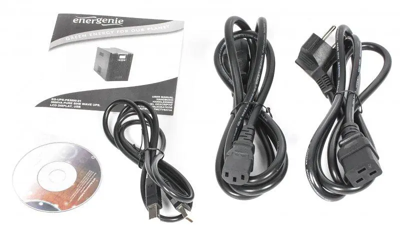 Джерело безребійного живлення EnerGenie EG-UPS-PS3000-01 3000VA, Lin.int., AVR, 4хIEC, USB, RJ-45, метал - фото 2