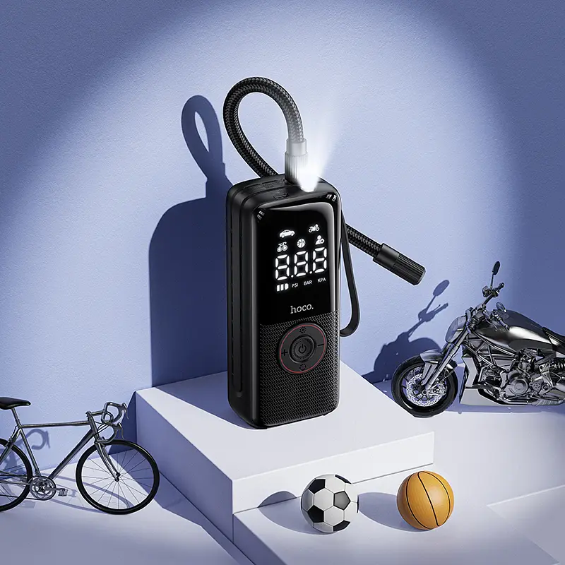 Автомобільний насос HOCO ZP18 Enlighten portable smart air pump Black (6942007673303) - фото 9