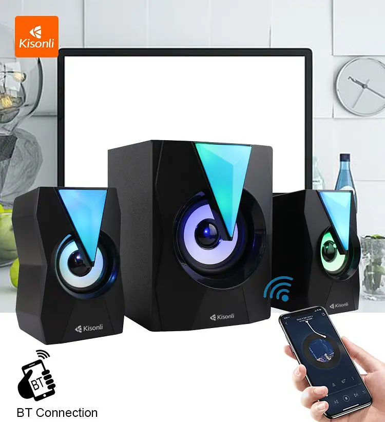 Компьютерные колонки 2.1 Kisonli TM4000U, Bluetooth, AUX, 5W+2x3W - фото 2
