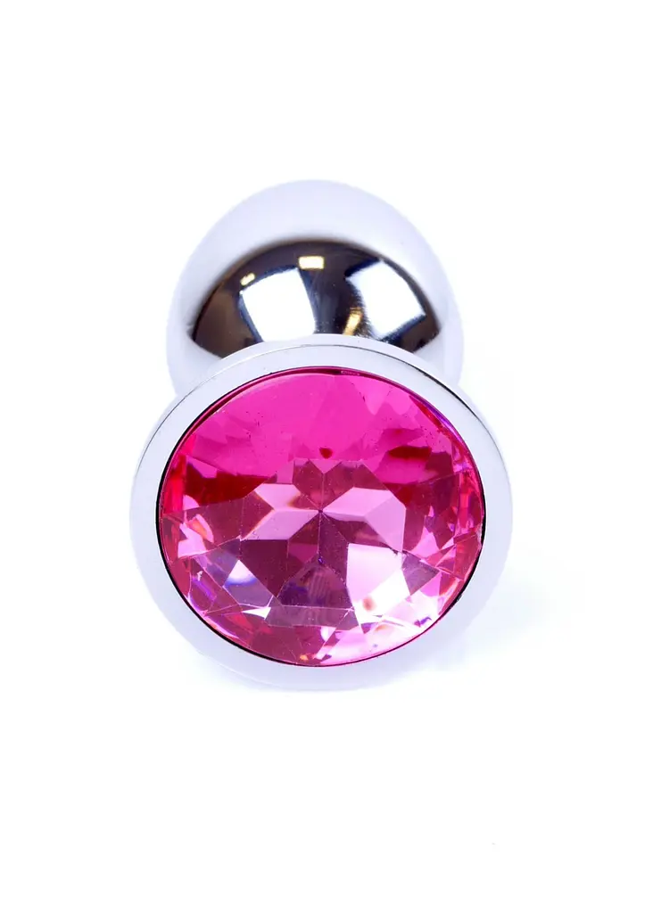 Анальна пробка із кристалом B-Series Jewellery Silver Plug Pink, 7х2.7 см, фуксія - фото 2