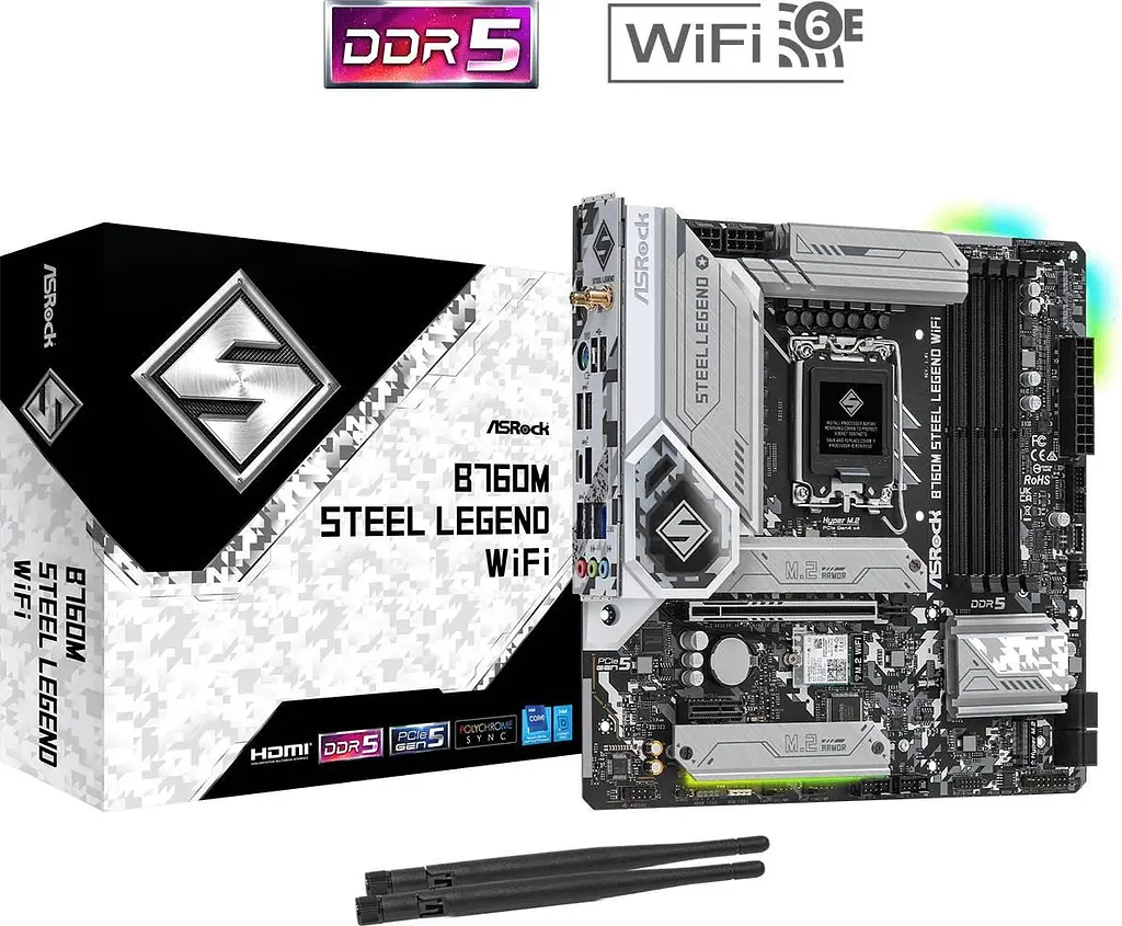 Материнська плата AsRock B760M Steel Legend WiFi (B760M STEEL LEGEND WIFI) (Socket 1700, Intel B760, Micro-ATX) - фото 4