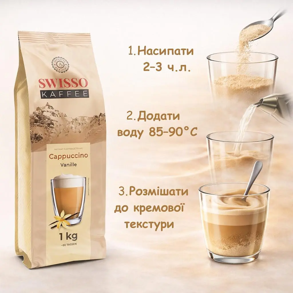 Капучино Swisso Kaffee Cappuccino Vanille зі смаком ванілі 1 кг - фото 3