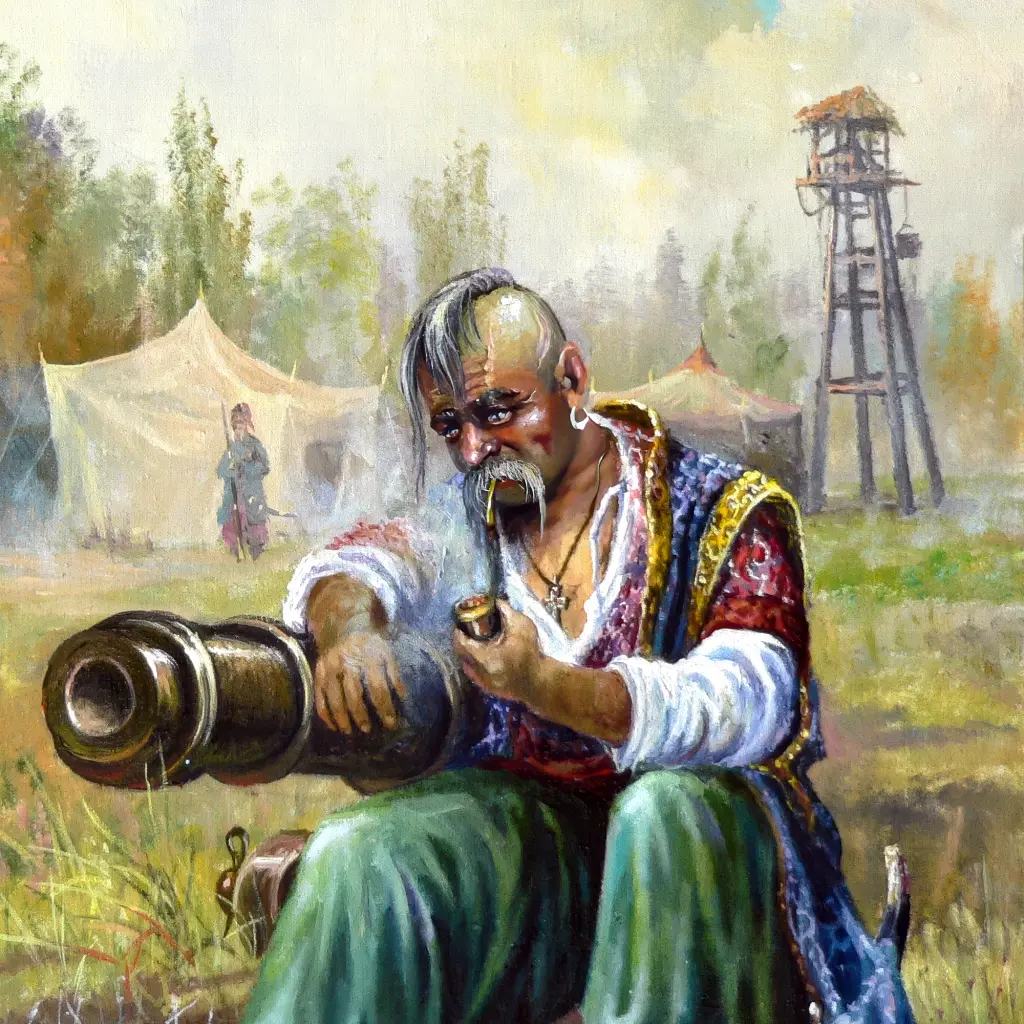 Інтер'єрна картина Старий козак, Україна, історія, інтер'єрний декор, 85×60 см (id2433) - фото 5