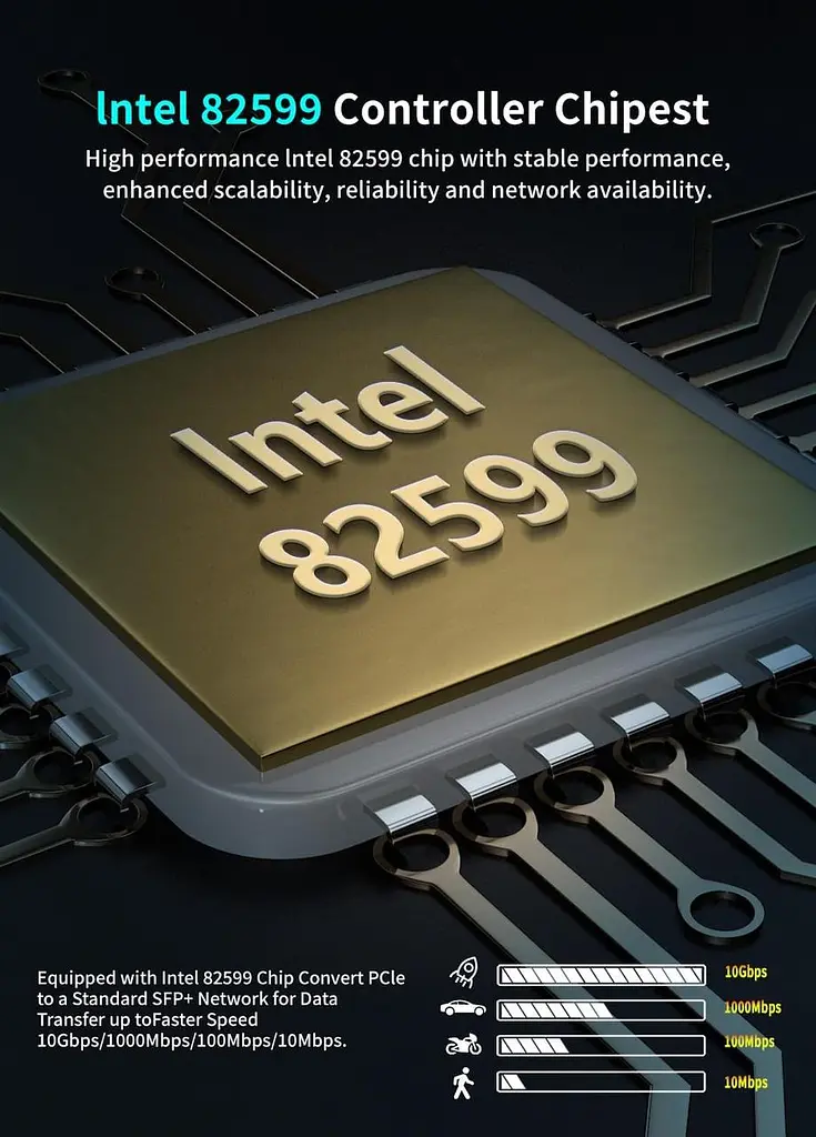 Мережева карта 10 Гбит/с SFP PCI-e, контроллер Intel 82599 (X520-DA1), адаптер Ethernet NICGIGA 10 Гбит/с, порт 10Gbe SFP - фото 2