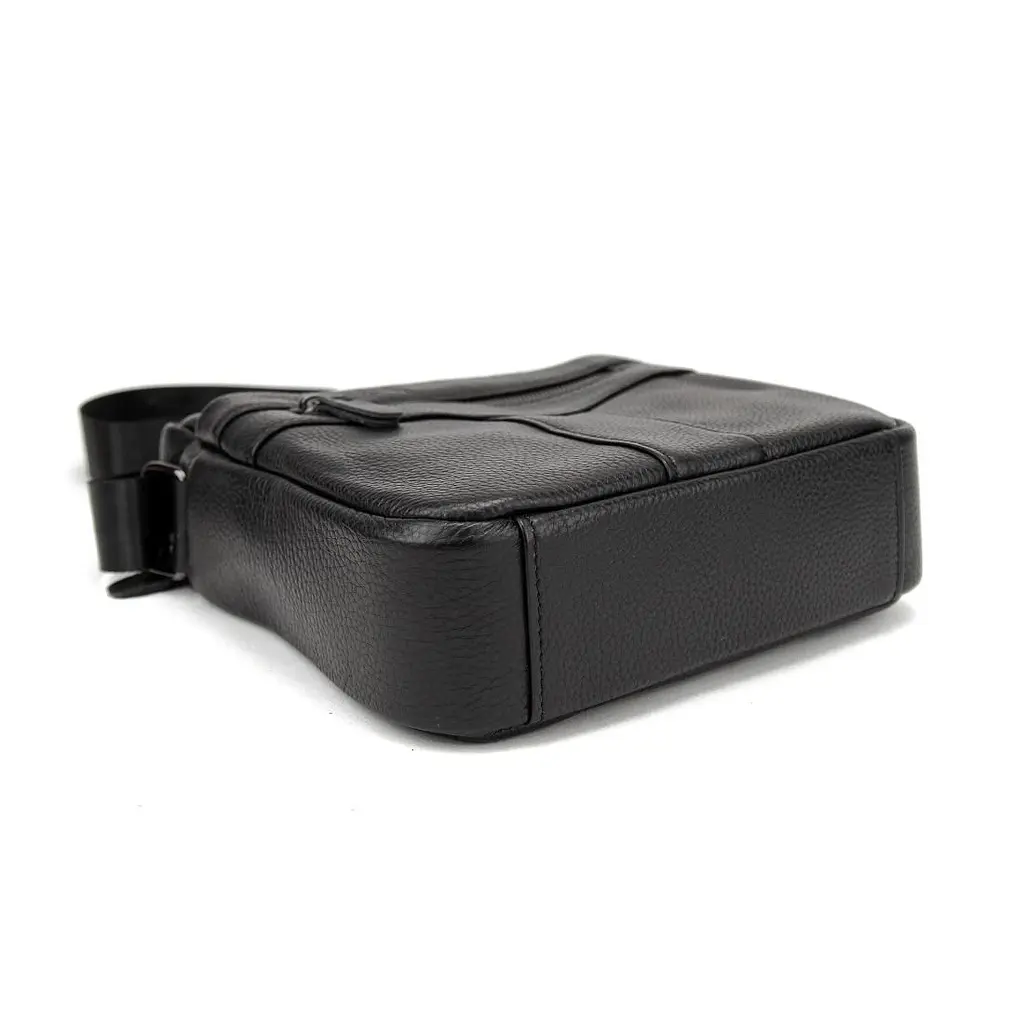 Шкіряний маленький чоловічий месенджер чорний Tiding Bag M56-0187A - фото 5