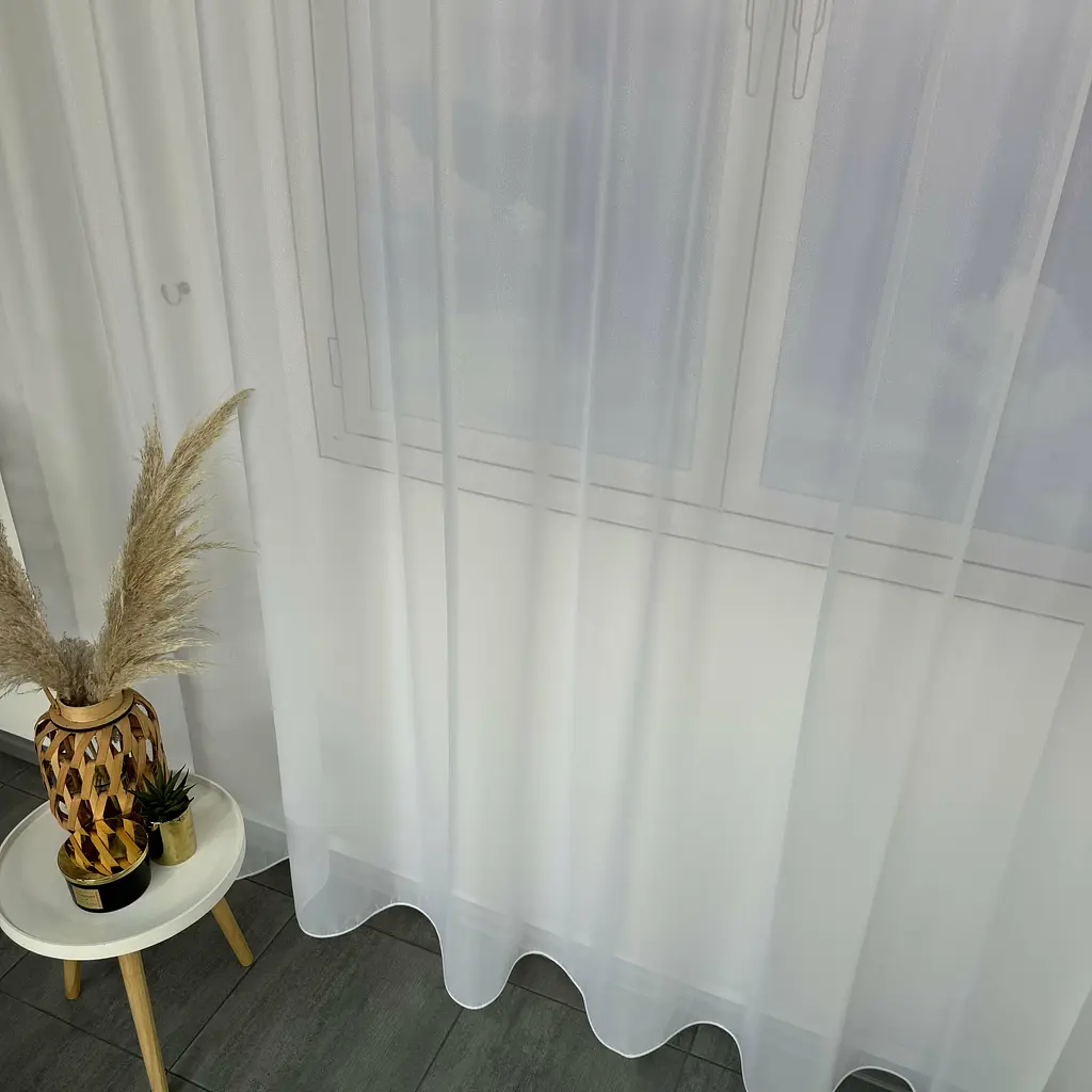 Турецький тюль креп з люрексом білий 300х270, тасьма ALBO pbe0052340 - фото 6