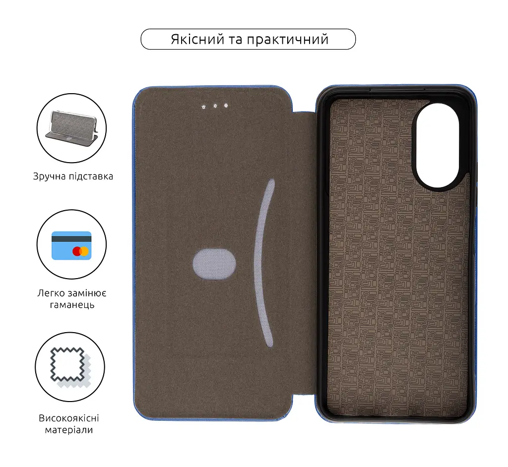 Чехол-книжка для ZTE Blade A34, G-Case, синий, кожаный чехол-книга из экокожи (PU) и TPU, с магнитом, с подставкой и вместительным кардхолдером, противоударный, защита всего корпуса, ArmorStandart (ARM78992) - фото 3