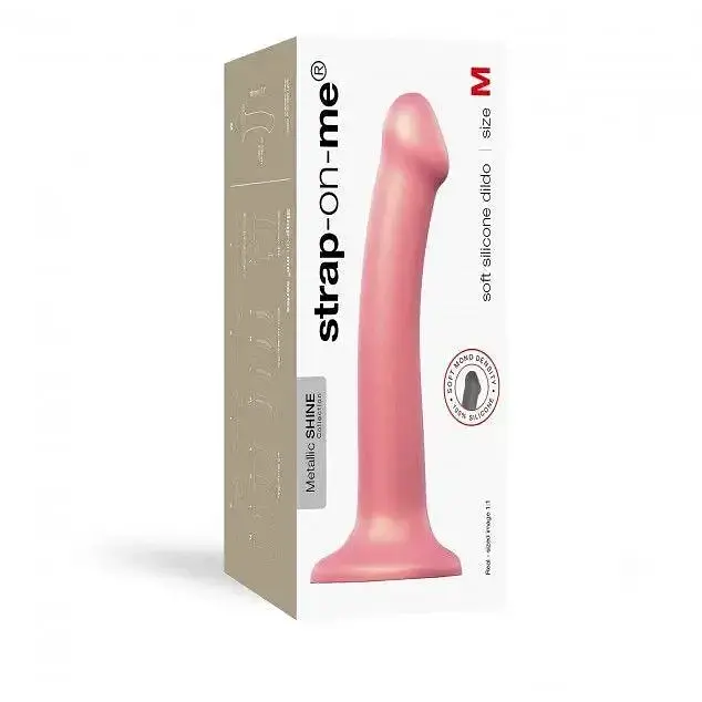Насадка для страпону Strap-On-Me Mono Density Dildo Rose M одношаровий силікон гнучкий діаметр 3.3 см - фото 4