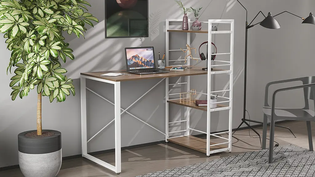 Письменный стол Ferrum-decor Серии Конект с этажеркой 75x120x60 белый ДСП Дуб Сонома Трюфель 16мм (FRD-104228) - фото 6