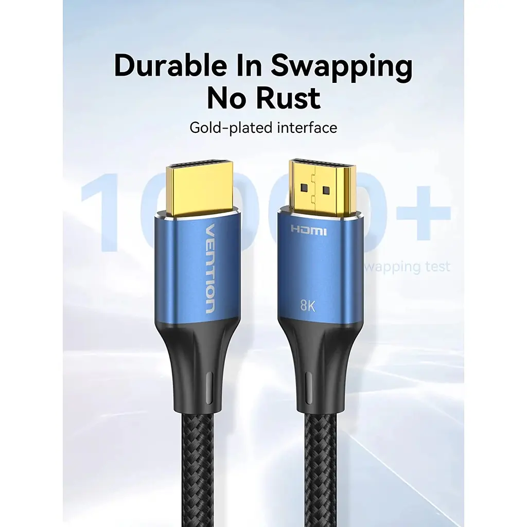 Кабель мультимедійний HDMI M to HDMI M 1.0m 8K60Hz cotton braided blue Vention (ALGLF) - фото 3