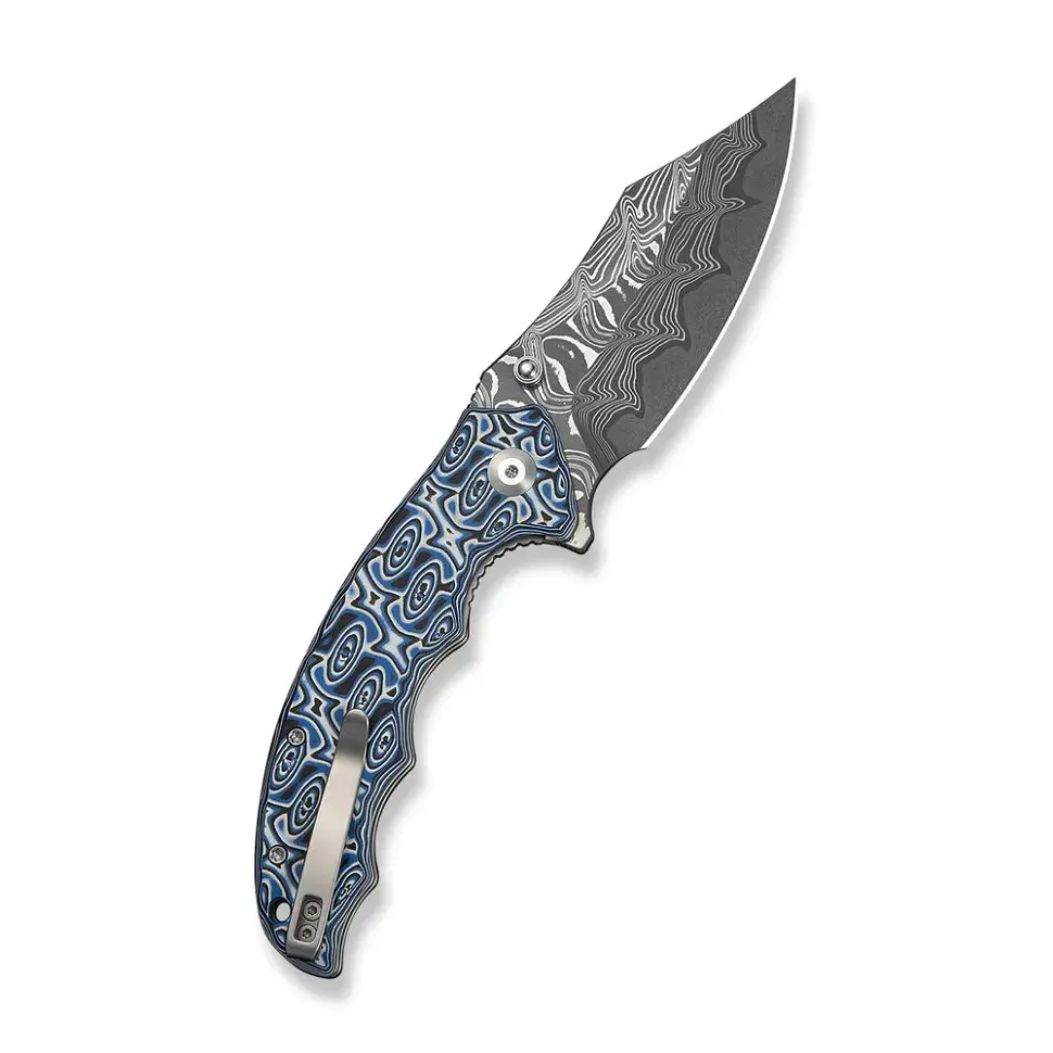 Ніж складаний туристичний Civivi Pentad (8.8 см) Damascus / Micarta синій/білий - фото 2