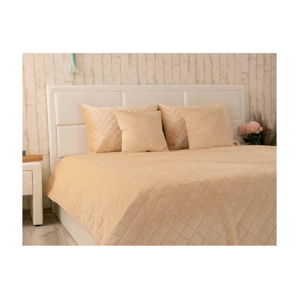 Покривало Руно двостороннє декоративне Velour Beige ромб 180х220 см (340.55_Beige ромб) - фото 6