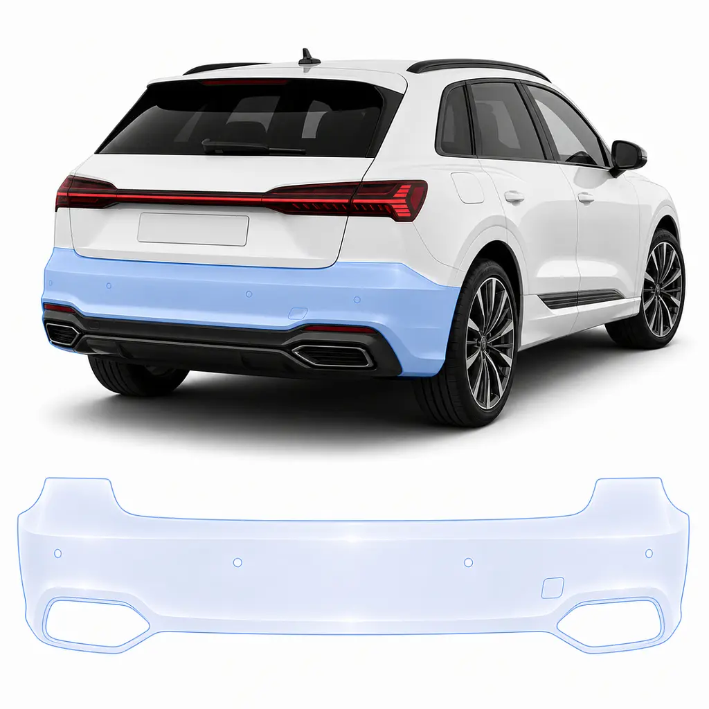 Антигравійна захисна бронеплівка за лекалами для Audi Q8 e-tron GE facelift 2023-2025 - задній бампер