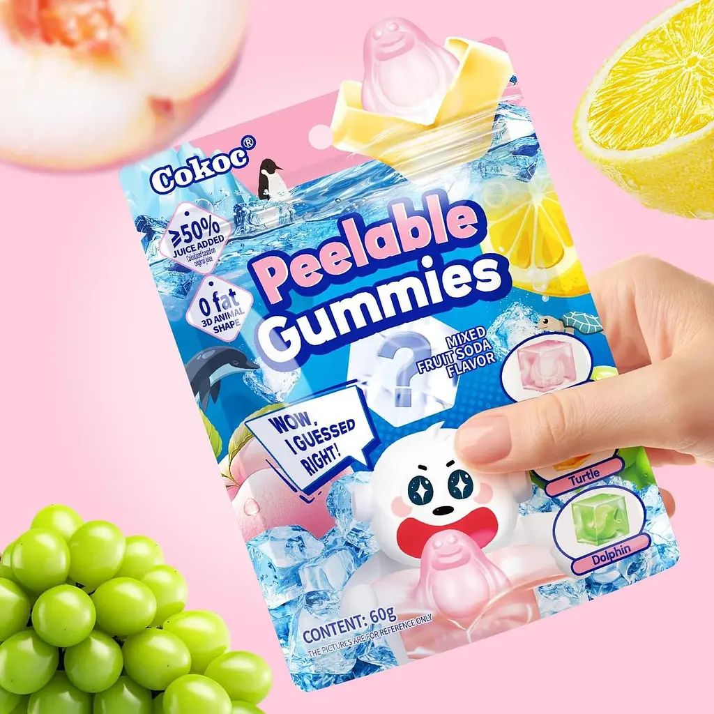 Желейні цукерки Cokoc Peelable Gummies Mixed Fruits Soda 60г - фото 5