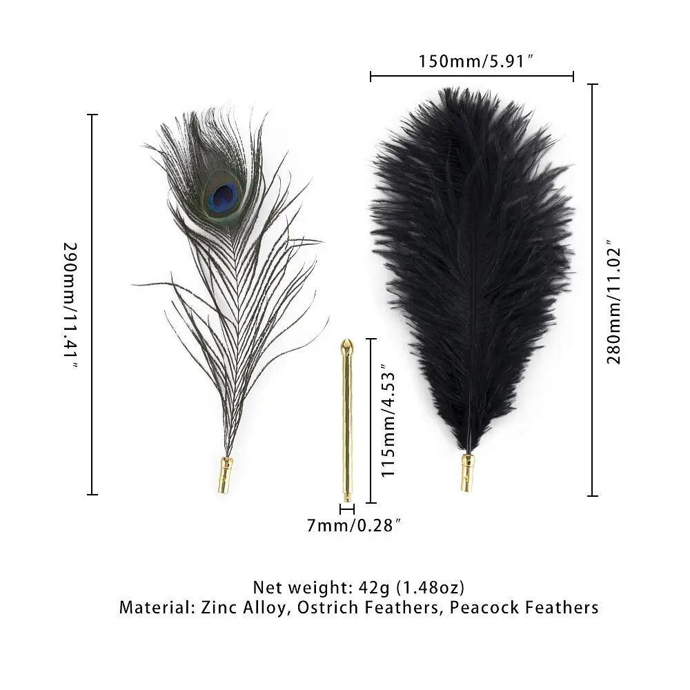 Лоскітка LOCKINK SEVANDA Natural Peacock Flirting Feather Tickler, пір’я павича та страуса - фото 5
