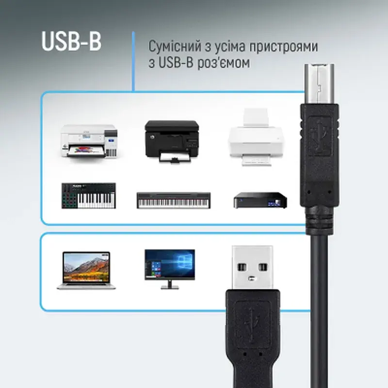 Кабель для принтера USB 2.0 AM/BM 2.0m black ColorWay (CW-CBUB072-BK) - фото 10