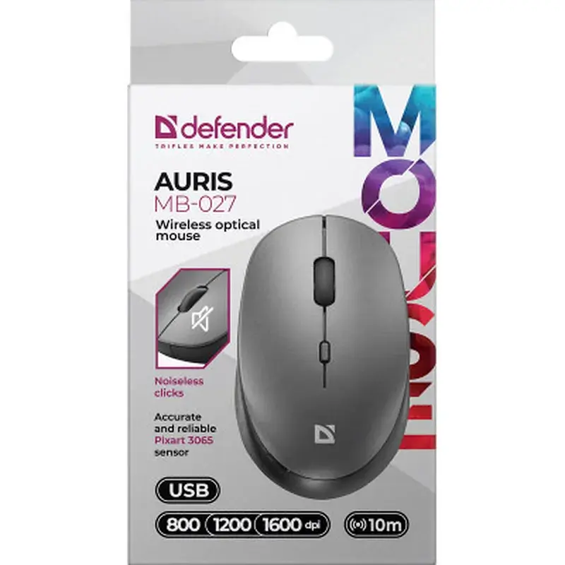 Мишка Defender Auris MB-027 Silent Wireless Grey (52029) - фото 6