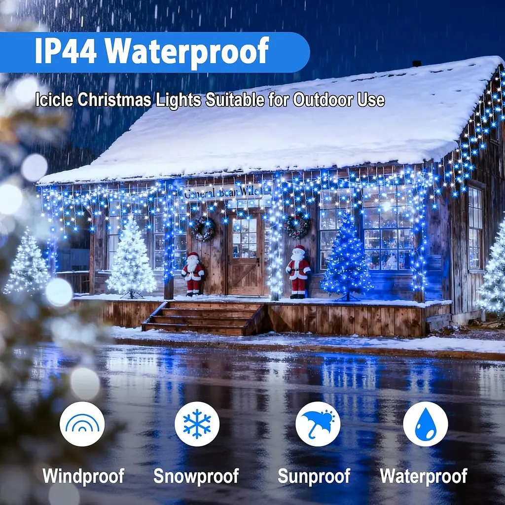 Різдвяні вогні Icicle Outdoor, 624LED 15M Водонепроникні казкові вогні з живленням від мереж із пультом - фото 4