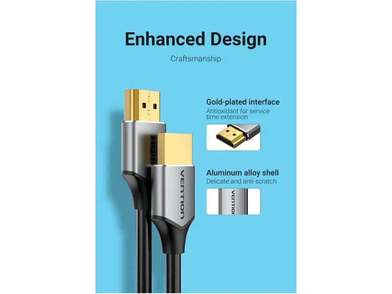Кабель Vention Ultra Thin HDMI to HDMI v2.0 1m Gray (ALEHF) - фото 4