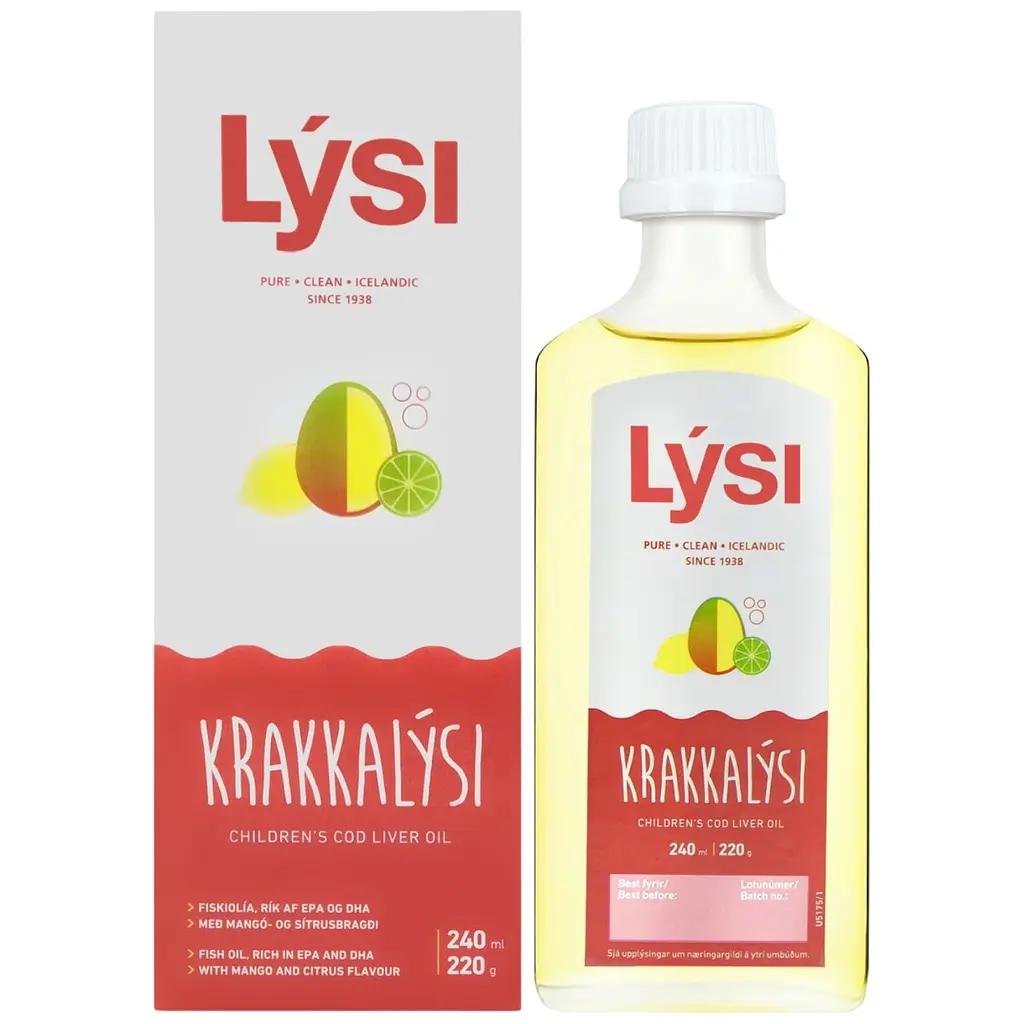 Омега-3 Lysi Kids з печінки тріски та тунця з вітамінами A, D, E + DHA-формула зі смаком лимона та манго 720 мл (3 шт. х 240 мл) - фото 3