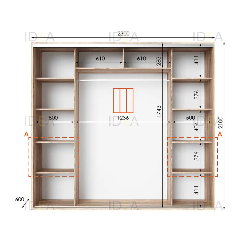 Шафа-купе Idea серія 7 230 x 60 x 210 см Дуб сонома Дзеркало - фото 2
