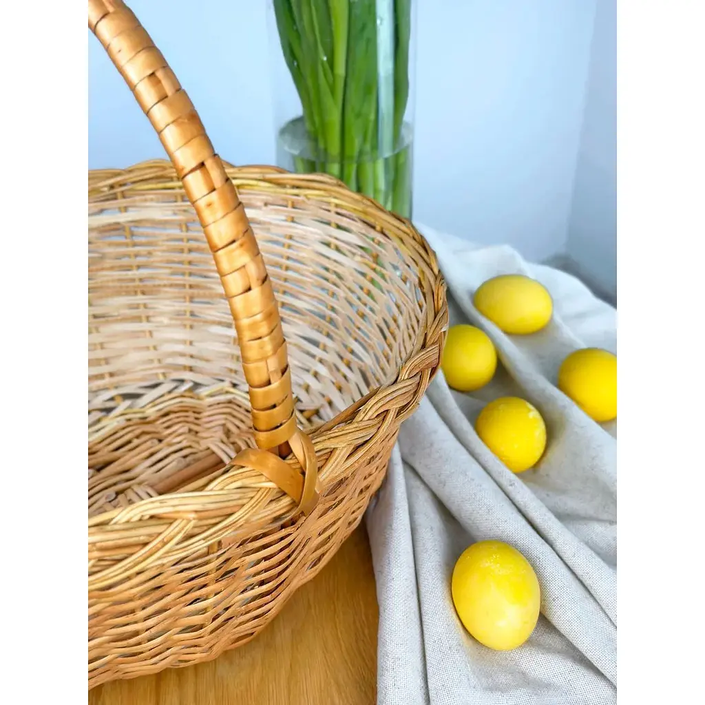 Пасхальная корзина из лозы с одной ручкой Подолье Коричневая - фото 3