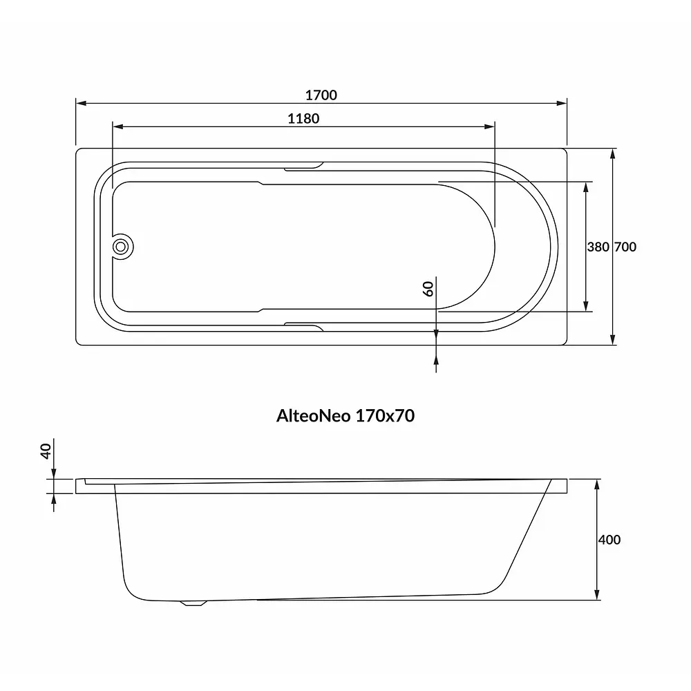 Ванна акрилова Volle Altea Neo 170x70 1228.001770 Білий - фото 2