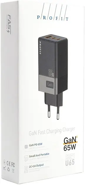 Зарядний пристрій 3 порти Profit U65 GaN 65 W USB + 2Type-C - фото 2