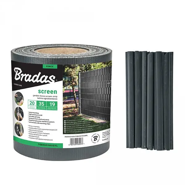 Стрічка для паркану Bradas 19 см x 35 м TOB4501935GYL